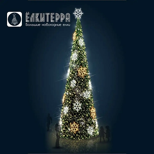 Искусственная уличная елка 6 метров с комплектом оформления Снежинки